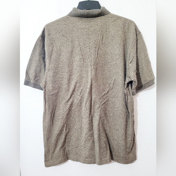 Mens Roundtree And Yorke 100% Cotton Polo Size Large Brown Diamond Pattern - Picture 3 of 8